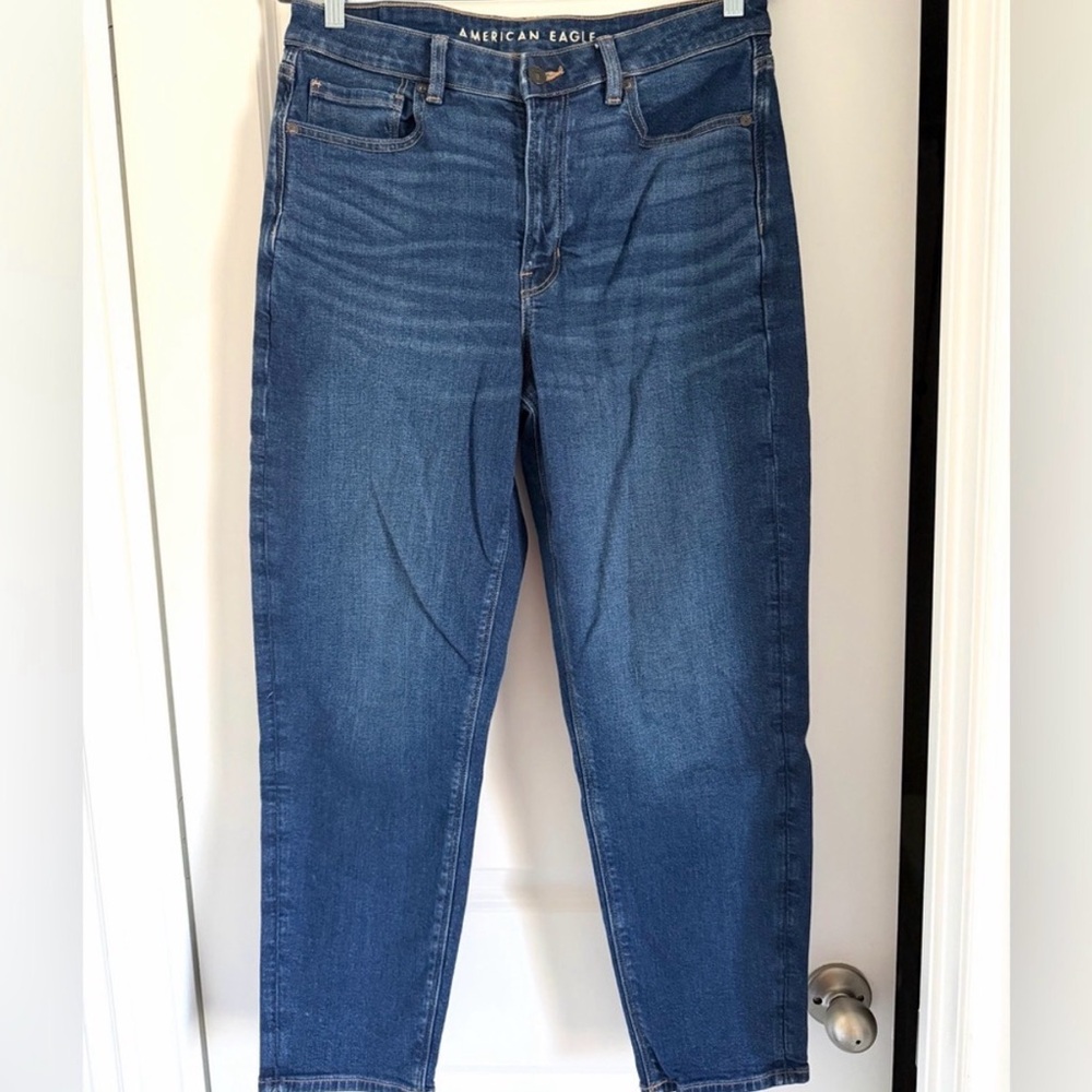 American Eagle Outfitters Women's Dark Blue Stretch Mom Jeans Jeans - Picture 5 of 5